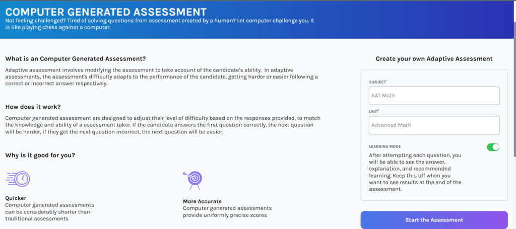 Type of Adaptive Tests